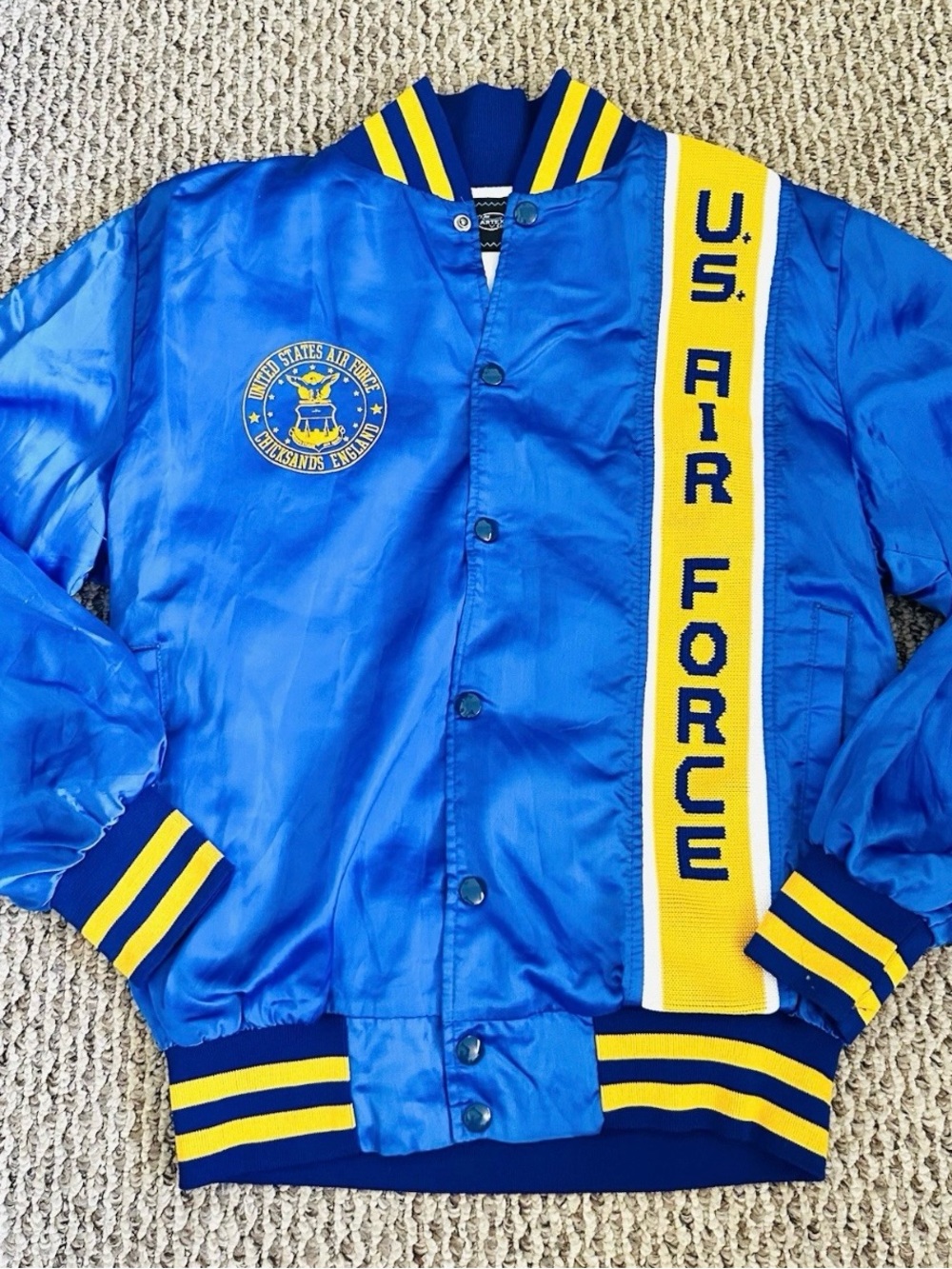 Blue & Yellow U.S. Air Force Satin Bomber Jacket